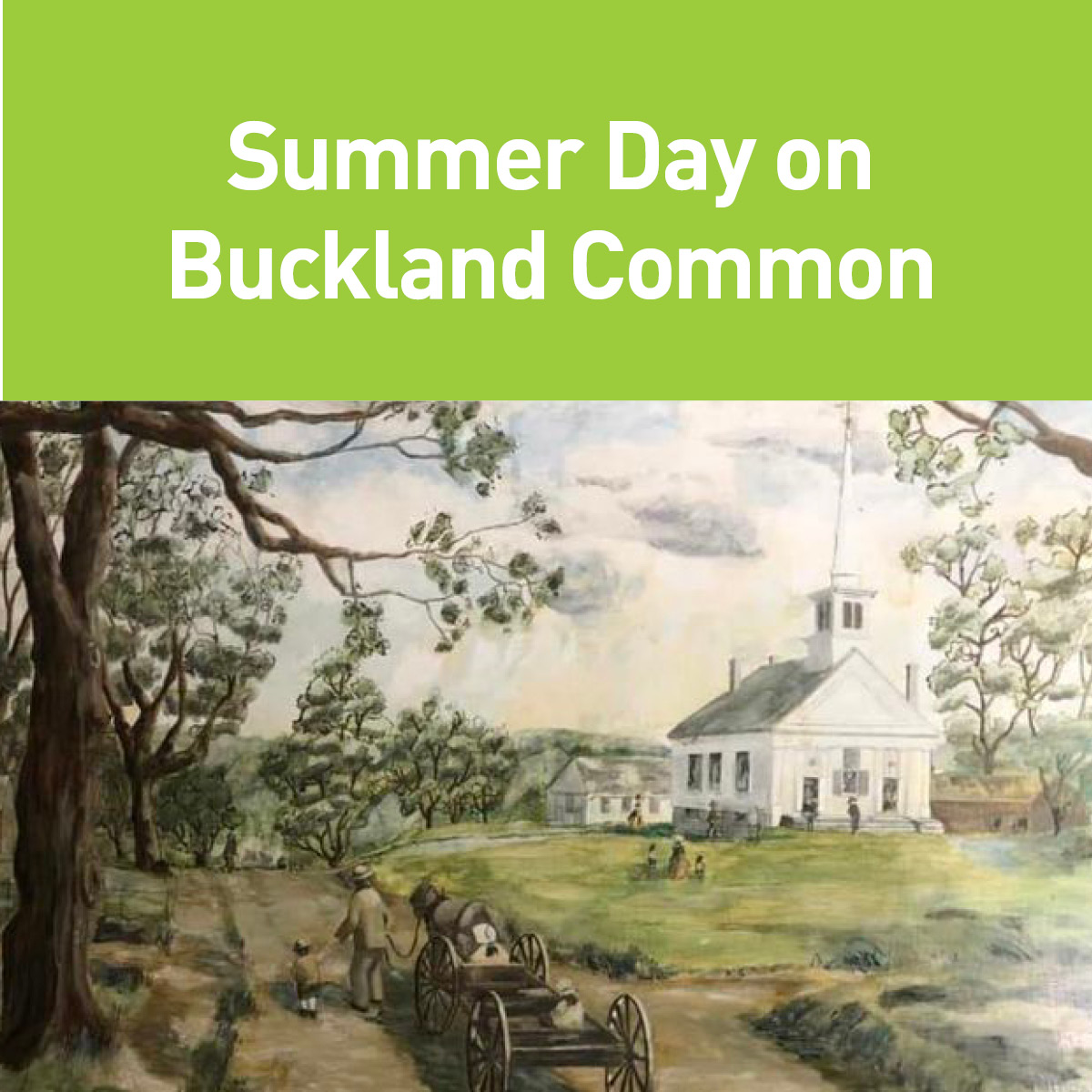 Summer Day on Buckland Common logo with a historic painting of the common