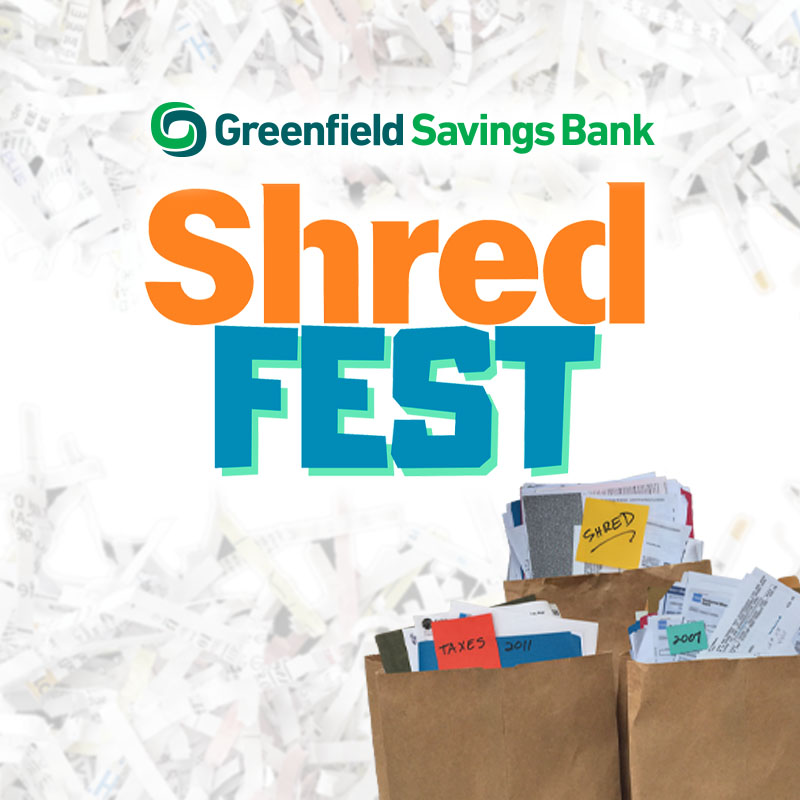 shred fest logo with a picture of 3 paper bags with paper stuffed inside them