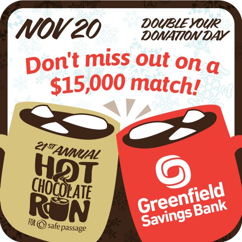 hot chocolate run double your donation day.