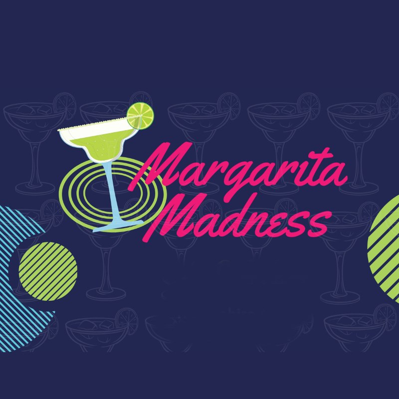 Margarita Madness logo with margarita glass illustration